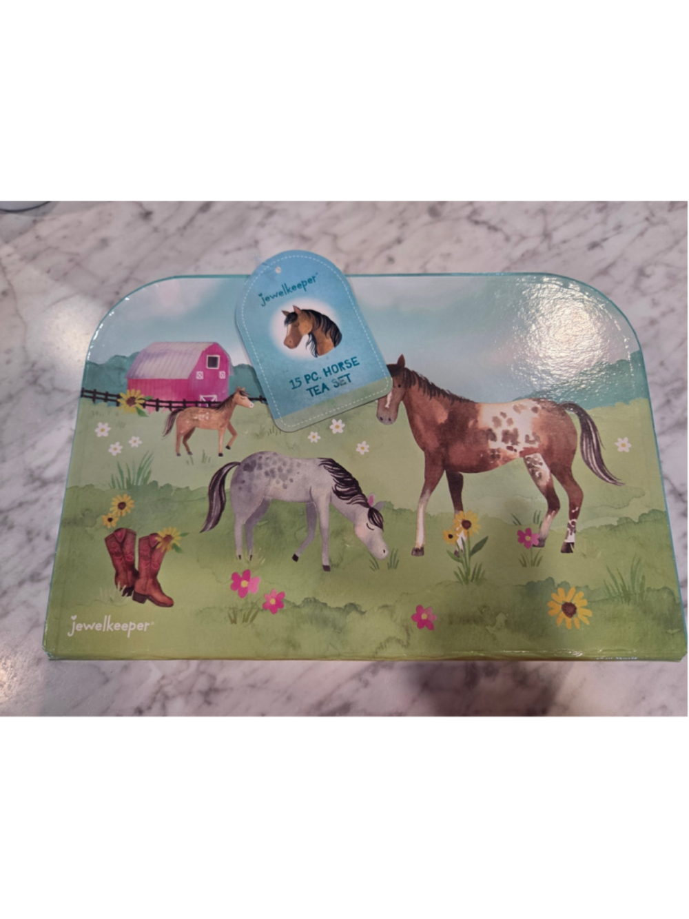 Girls Jewelkeeper 15 Pc Horse Tea Set One Size Green Pink